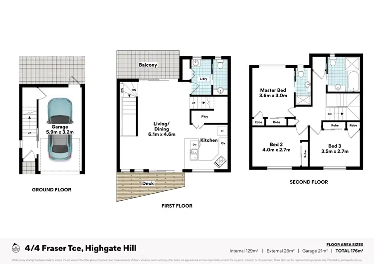 Floorplan of Homely townhouse listing, 4/4 Fraser Terrace, Highgate Hill QLD 4101