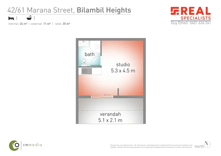 Floorplan of Homely studio listing, 42/61 Marana Street, Bilambil Heights NSW 2486