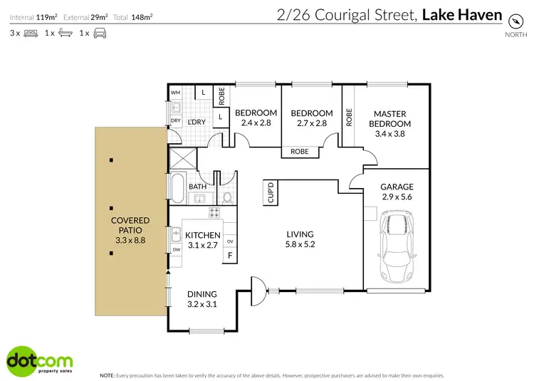 Floorplan of Homely semi-detached listing, 2/26 Courigal Street, Lake Haven NSW 2263