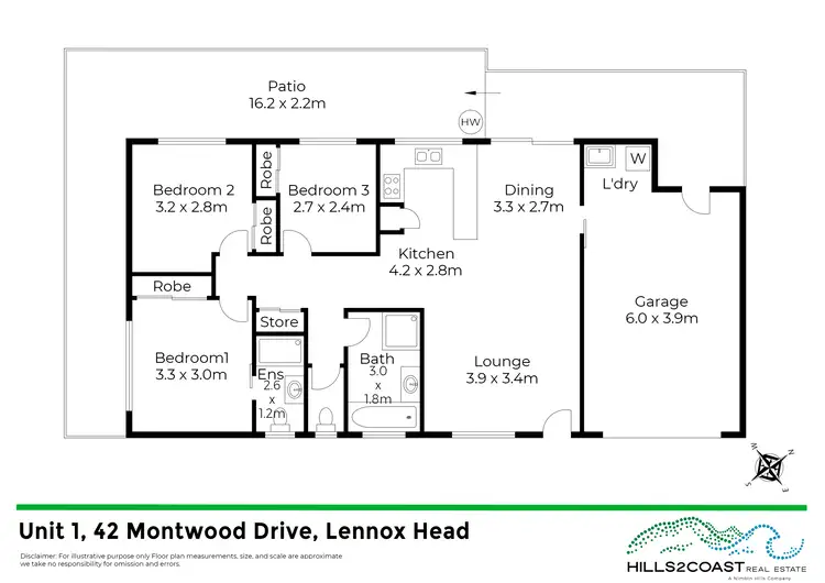 Floorplan of Homely semi-detached listing, 1/42 Montwood Drive, Lennox Head NSW 2478