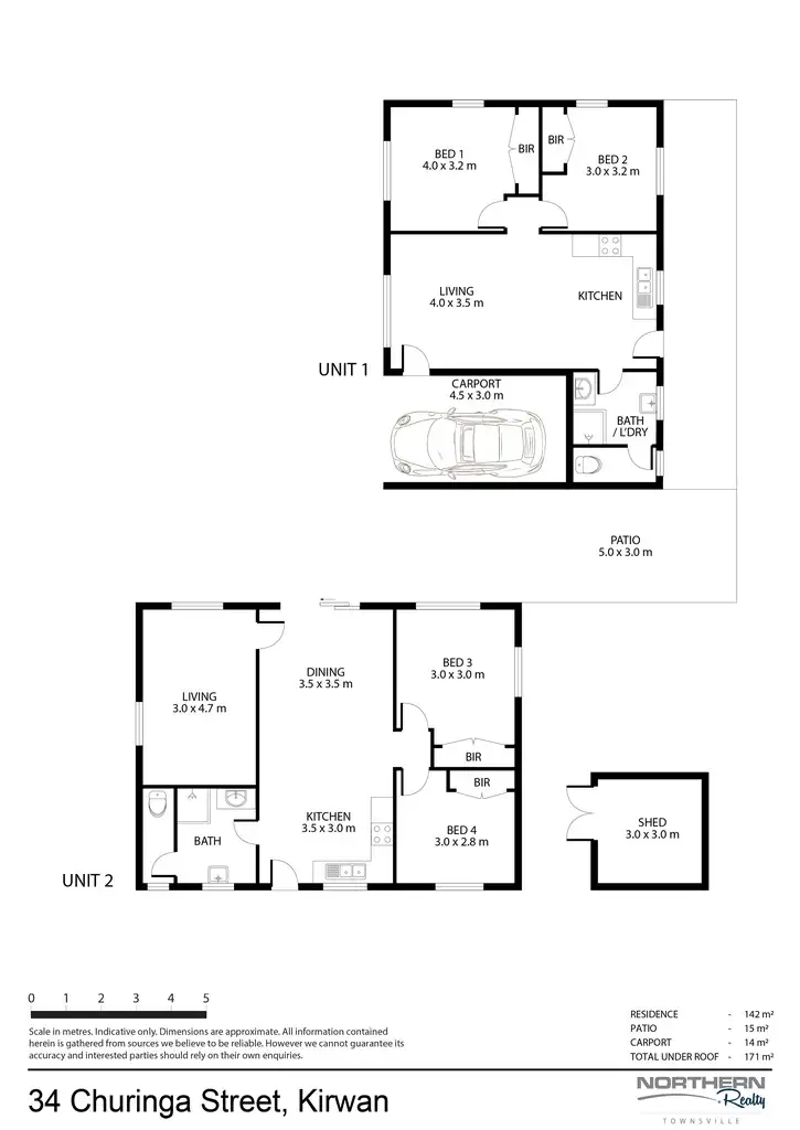 Floorplan of Homely semi-detached listing, 34 Churinga Street, Kirwan QLD 4817