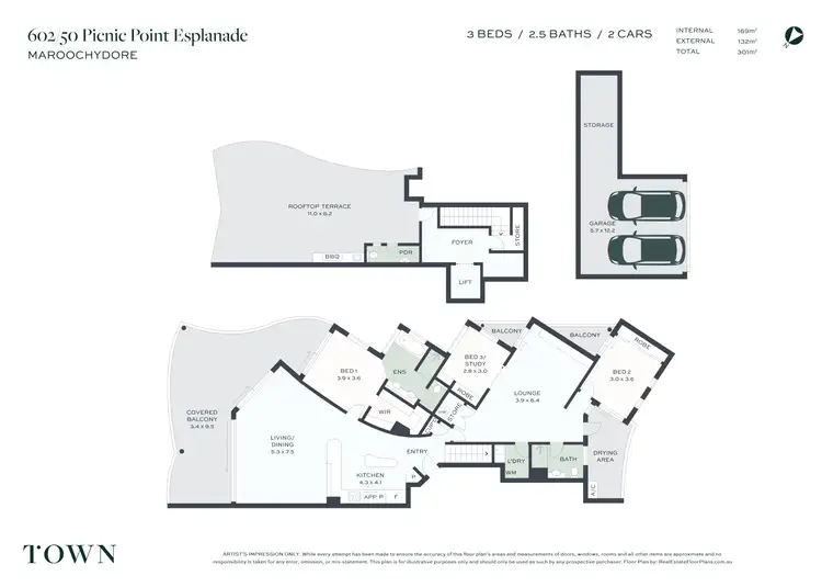 Floorplan of Homely unit listing, 602/50 Picnic Point Esplanade, Maroochydore QLD 4558