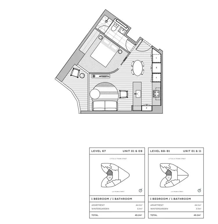 Floorplan of Homely apartment listing, 6601/228 La Trobe Street, Melbourne VIC 3000