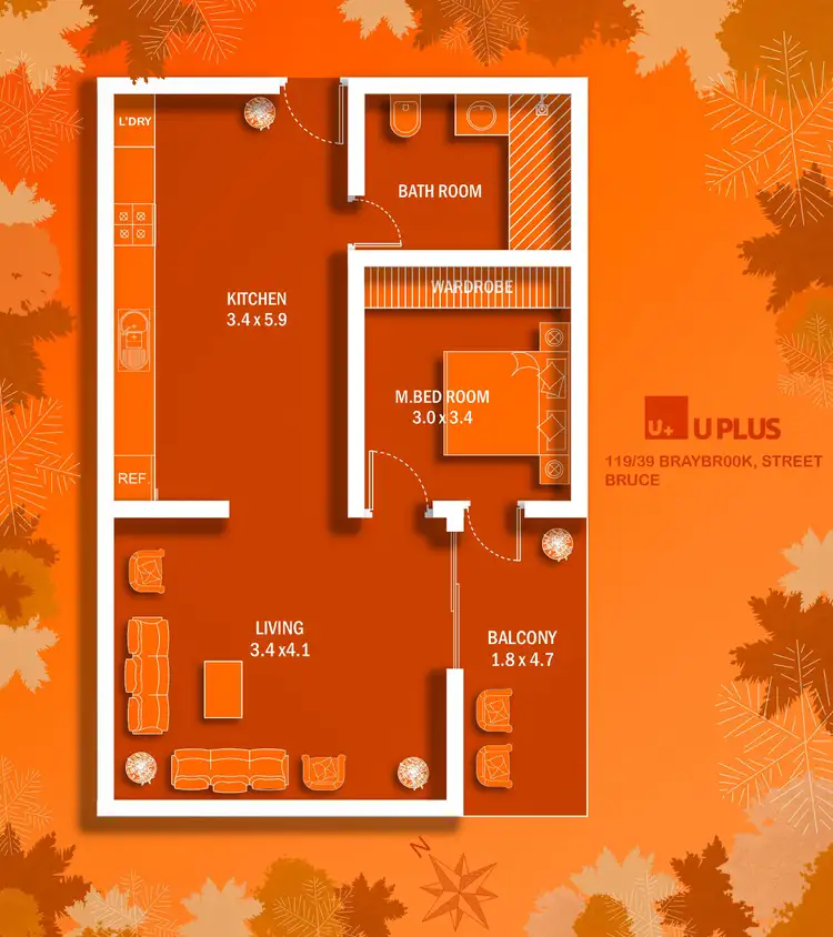 Floorplan of Homely apartment listing, 119/39 Braybrooke Street, Bruce ACT 2617