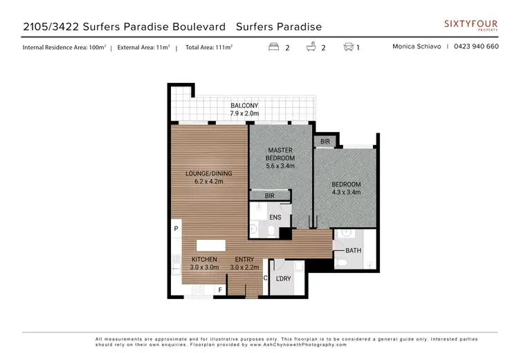 Floorplan of Homely apartment listing, 2105/3422 Surfers Paradise Boulevard, Surfers Paradise QLD 4217