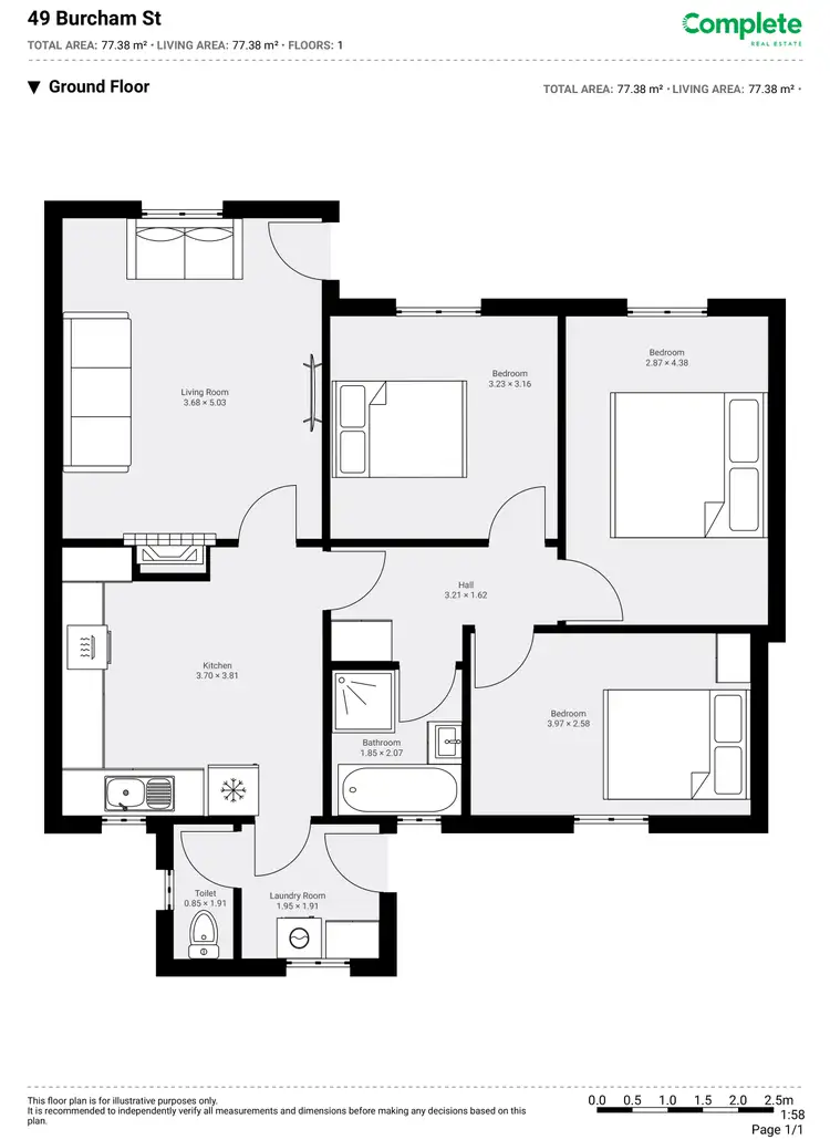 Floorplan of Homely semi-detached listing, 49 BURCHAM STREET, Mount Gambier SA 5290