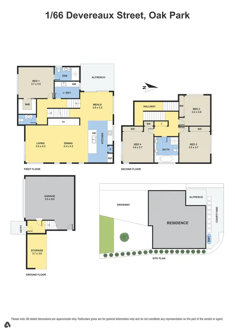 Floorplan of Homely townhouse listing, 1/66 Devereaux St, Oak Park VIC 3046