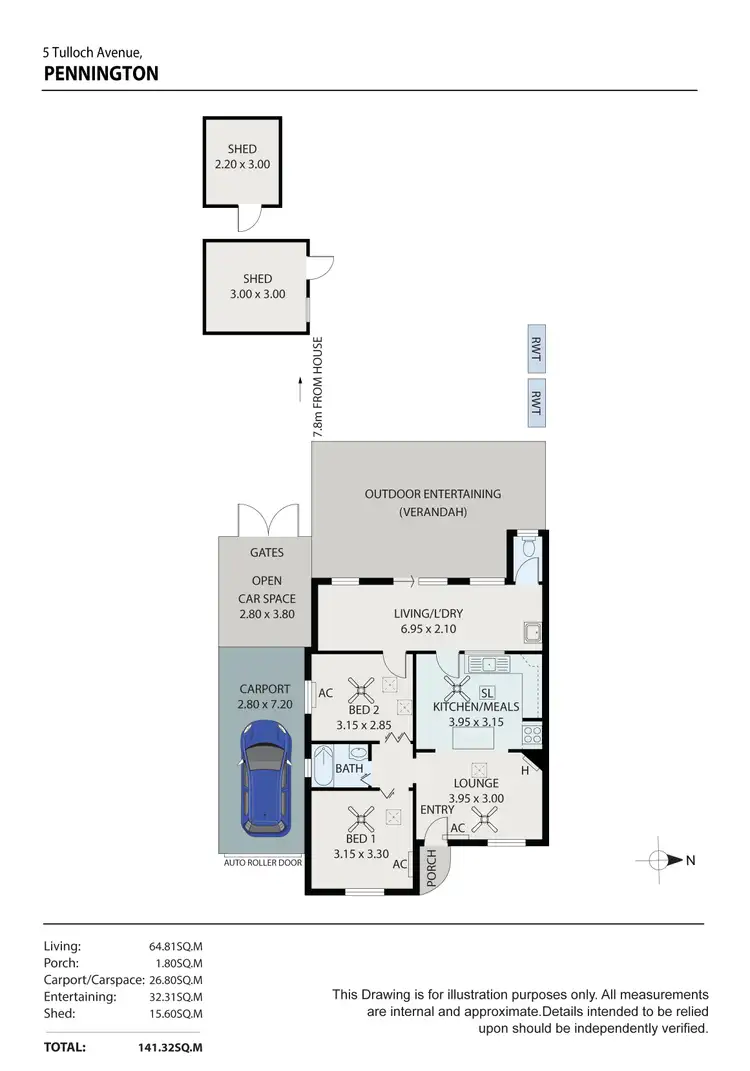 Floorplan of Homely semi-detached listing, 5 Tulloch Avenue, Pennington SA 5013