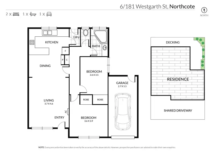 Floorplan of Homely villa listing, 6/181 Westgarth Street, Northcote VIC 3070