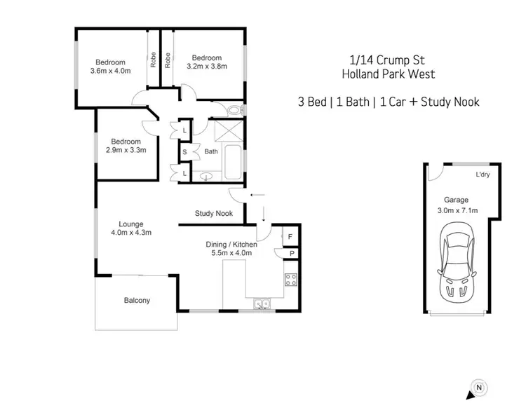 Floorplan of Homely apartment listing, 1/14 Crump Street, Holland Park West QLD 4121