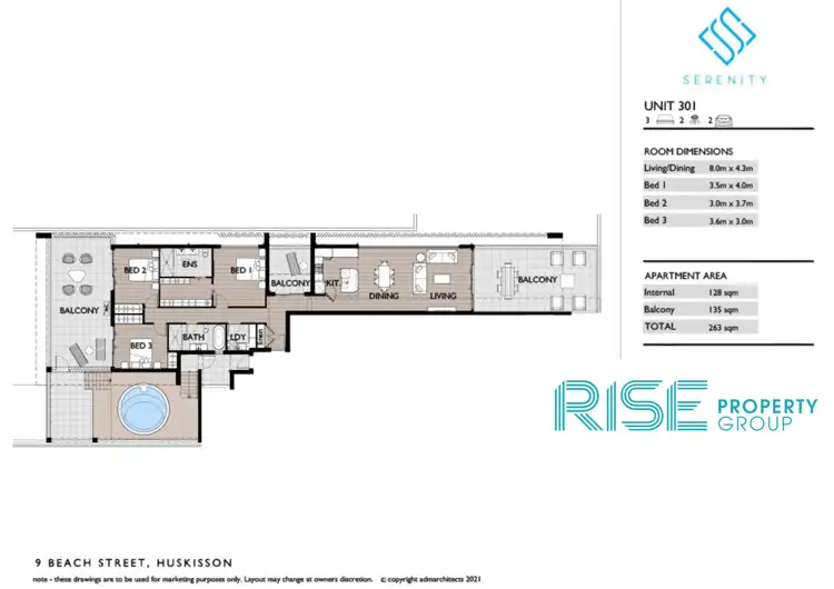 Floorplan of Homely unit listing, 301/9 Beach Street, Huskisson NSW 2540