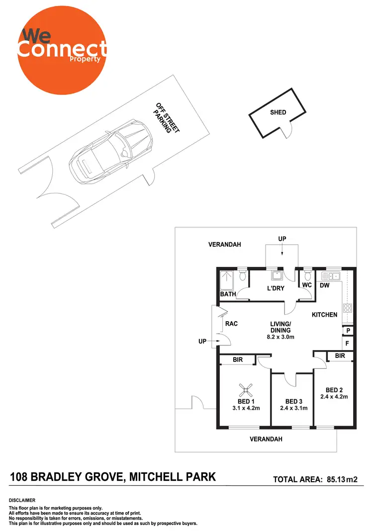 Floorplan of Homely house listing, 108 Bradley Grove, Mitchell Park SA 5043