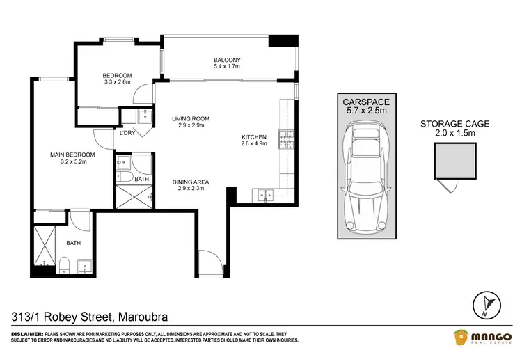 Floorplan of Homely apartment listing, 313/1-3 Robey Street, Maroubra NSW 2035