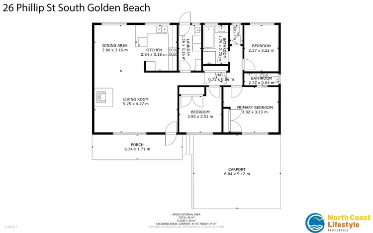 Floorplan of Homely house listing, 26 Phillip Street, South Golden Beach NSW 2483