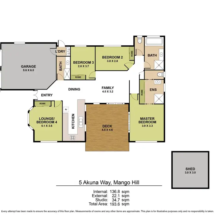 Floorplan of Homely house listing, 5 AKUNA WAY, Mango Hill QLD 4509