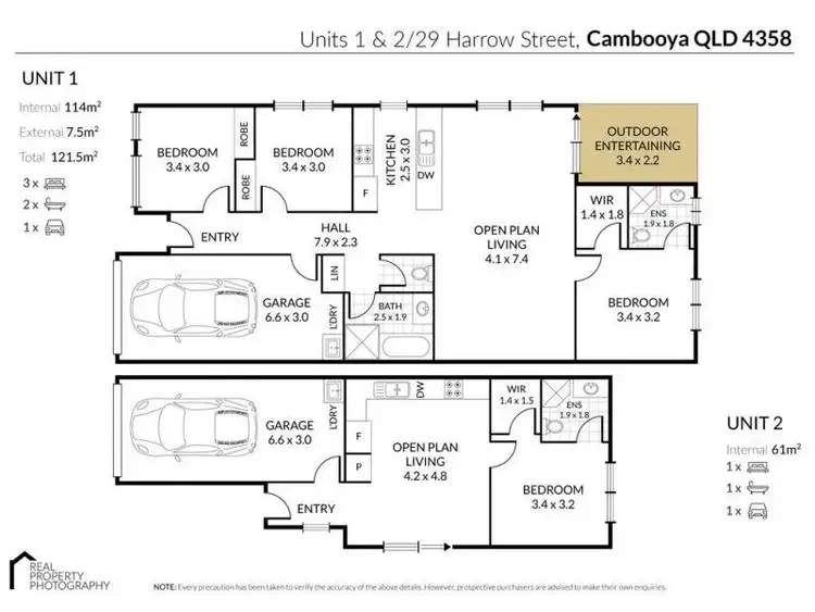 Floorplan of Homely house listing, 1 & 2/29 Harrow Street, Cambooya QLD 4358