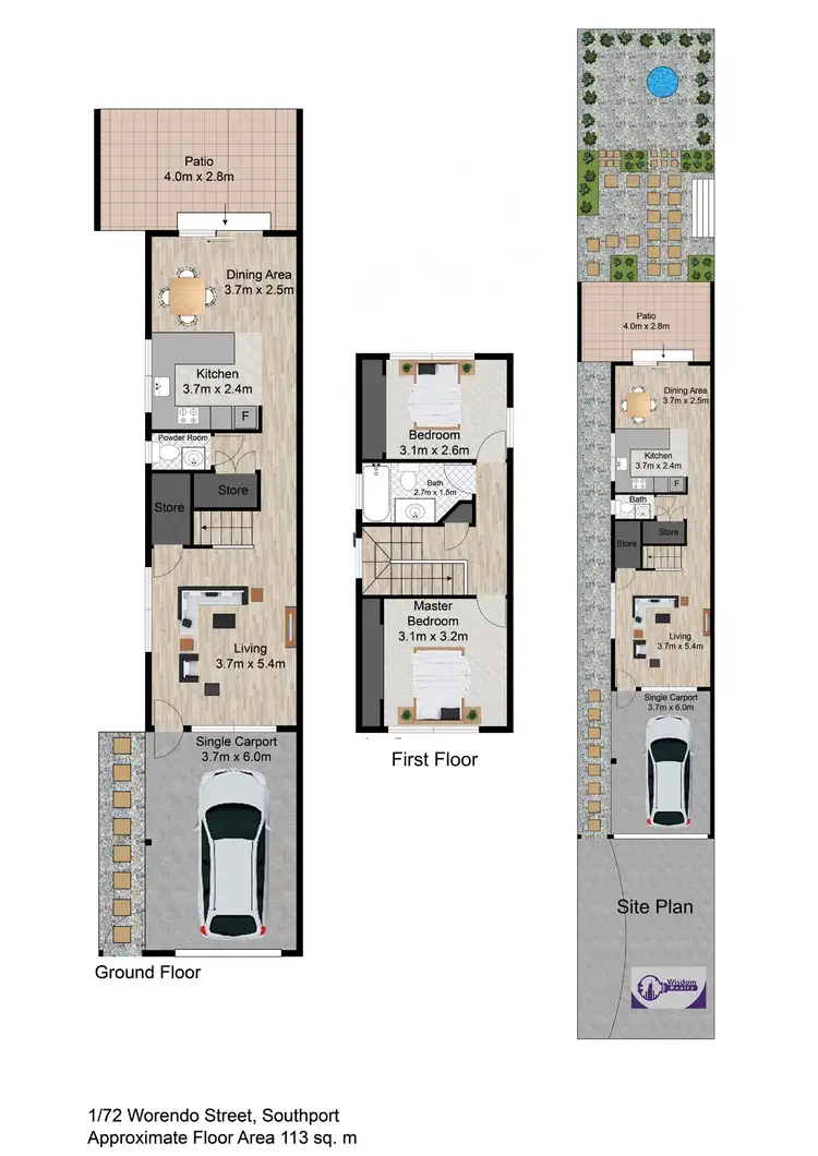Floorplan of Homely semi-detached listing, 1/72 Worendo Street, Southport QLD 4215