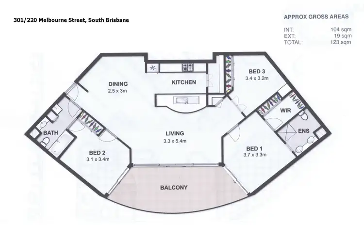 Floorplan of Homely apartment listing, 301/5 Edmondstone Street, South Brisbane QLD 4101