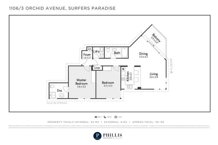 Floorplan of Homely apartment listing, 1106/3 Orchid Avenue, Surfers Paradise QLD 4217