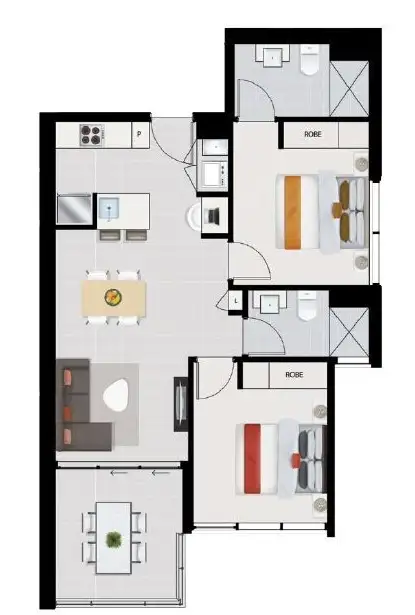 Floorplan of Homely apartment listing, 1605/10 Trinity Street, Fortitude Valley QLD 4006