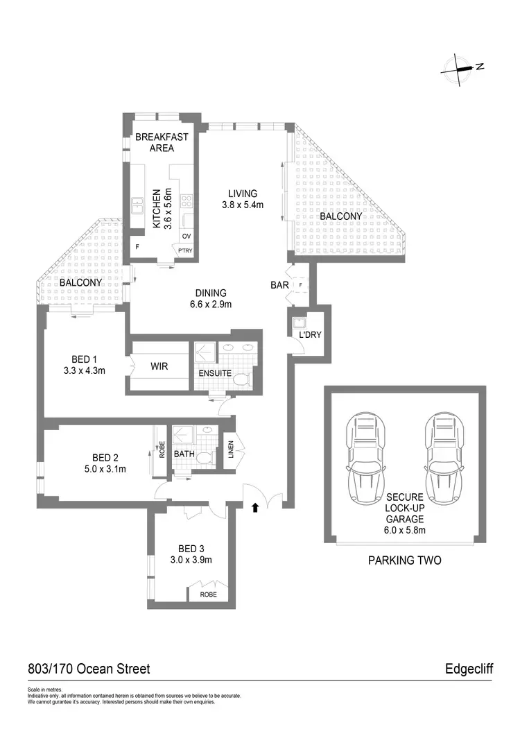 Floorplan of Homely apartment listing, 803/170 Ocean Street, Edgecliff NSW 2027