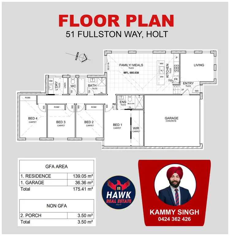 Floorplan of Homely house listing, 51 Fullston Way, Holt ACT 2615