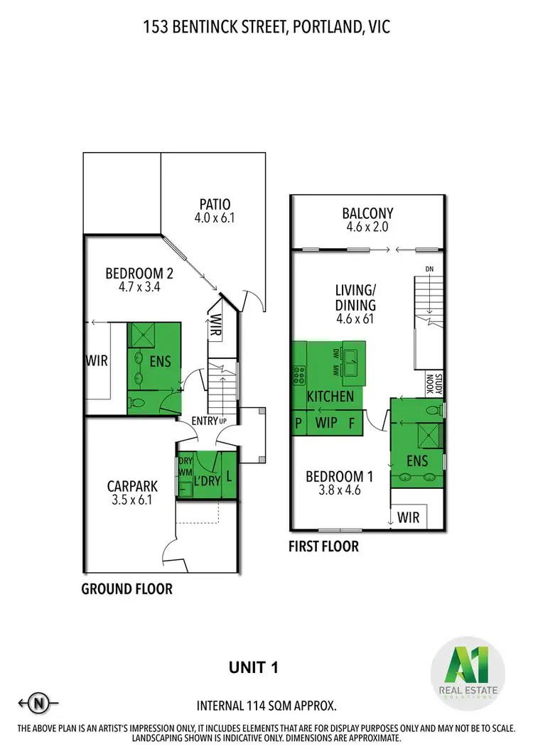 Floorplan of Homely townhouse listing, 1/153 Bentinck Street, Portland VIC 3305