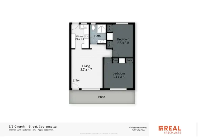 Floorplan of Homely unit listing, 2/5 Churchill Street, Kirra QLD 4225