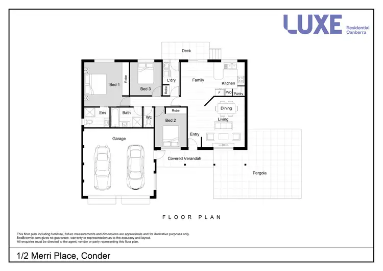 Floorplan of Homely townhouse listing, 1/2 Merri Place, Conder ACT 2906
