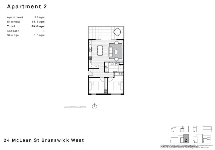 Floorplan of Homely apartment listing, 2/24 McLean St, Brunswick West VIC 3055