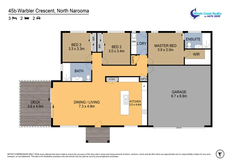 Floorplan of Homely semi-detached listing, 45B Warbler Crescent, North Narooma NSW 2546