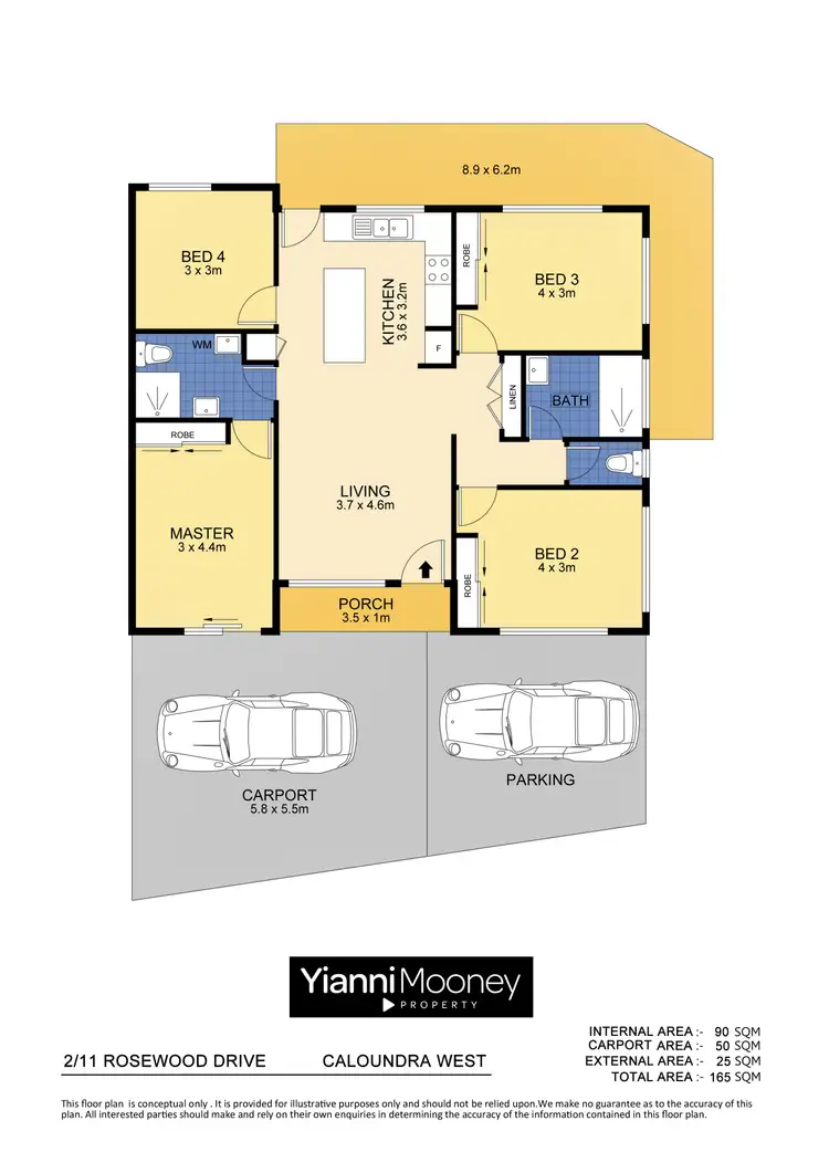Floorplan of Homely semi-detached listing, 2/11 Rosewood Drive, Caloundra West QLD 4551