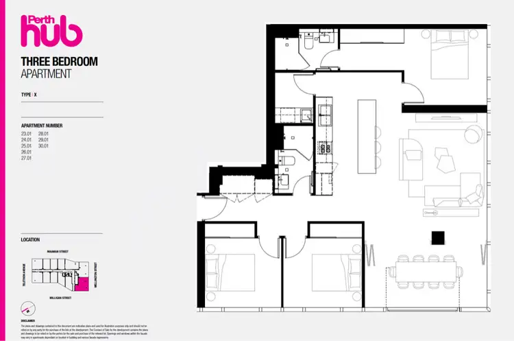 Floorplan of Homely apartment listing, 2401/80 Milligan Street, Perth WA 6000