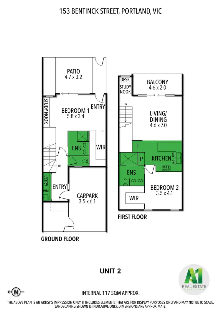 Floorplan of Homely townhouse listing, 2/153 Bentinck Street, Portland VIC 3305