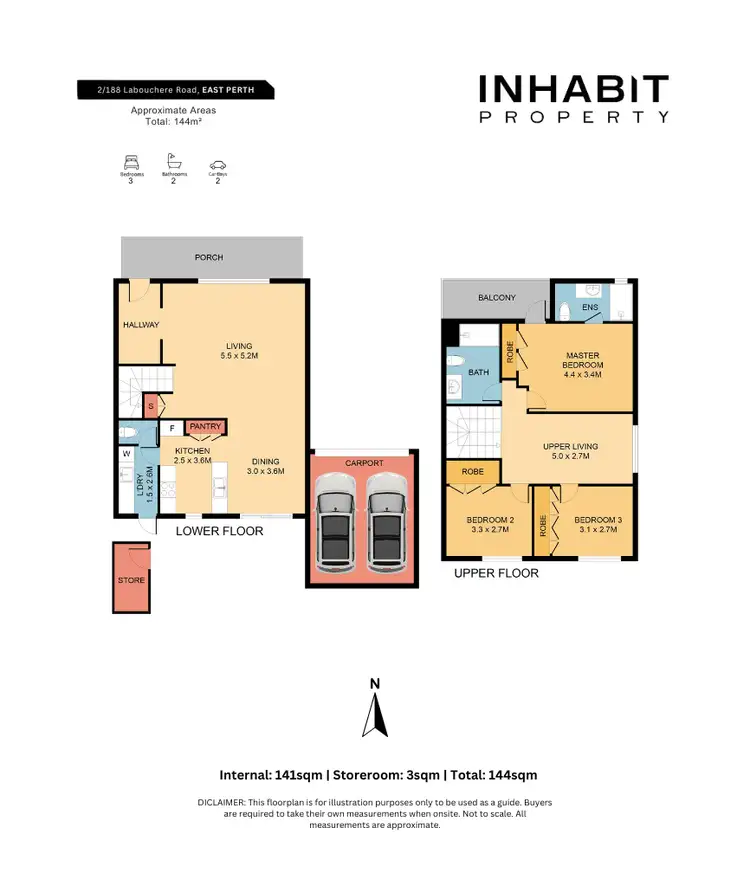 Floorplan of Homely townhouse listing, 2/188 Labouchere Road, Como WA 6152