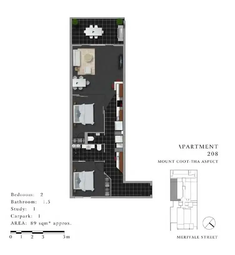 Floorplan of Homely apartment listing, 208/18 Merivale Street, South Brisbane QLD 4101