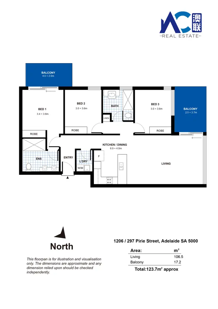 Floorplan of Homely apartment listing, 1206/297 Pirie Street, Adelaide SA 5000