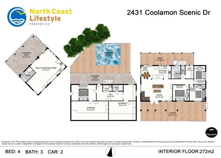 Floorplan of Homely rural property listing, 2431 Coolamon Scenic Drive, Ocean Shores NSW 2483