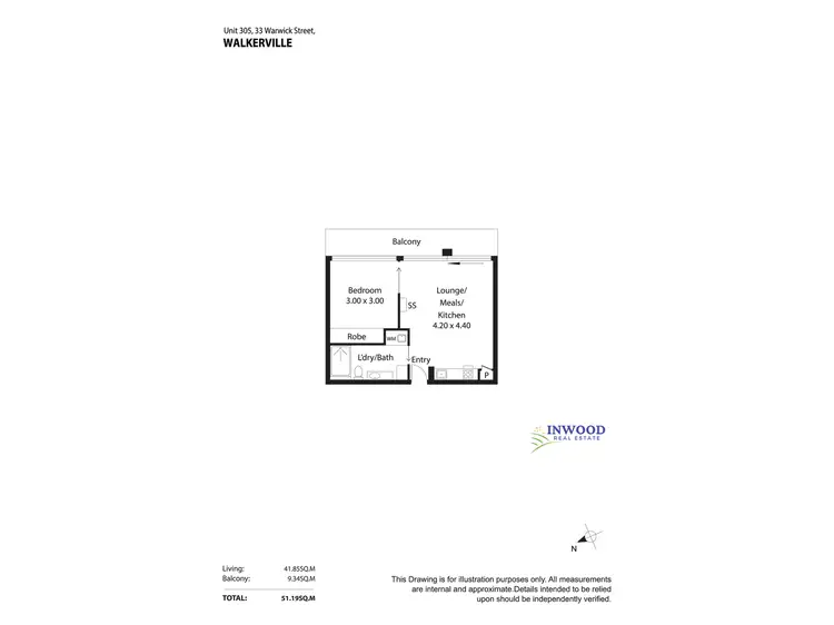 Floorplan of Homely unit listing, unit 305/33 Warwick Street, Walkerville SA 5081