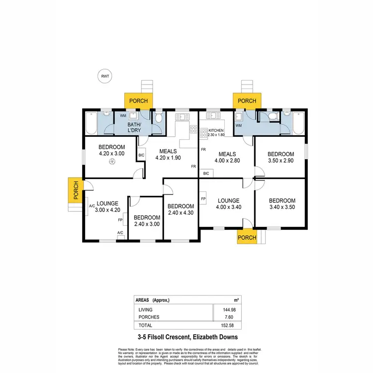 Floorplan of Homely house listing, 3 and 5 Filsoll Street, Elizabeth Downs SA 5113