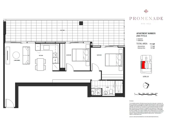 Floorplan of Homely apartment listing, 2503/36 Prospect Street, Box Hill VIC 3128