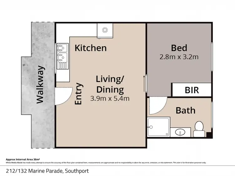 Floorplan of Homely unit listing, 212/132 Marine Parade, Southport QLD 4215
