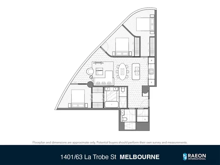 Floorplan of Homely apartment listing, 1401/63 La Trobe Street, Melbourne VIC 3000