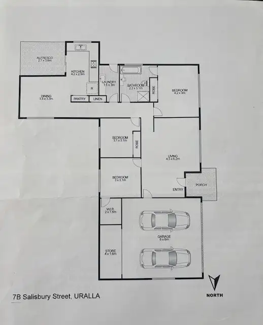 Floorplan of Homely unit listing, 1/7B Salisbury Street, Uralla NSW 2358