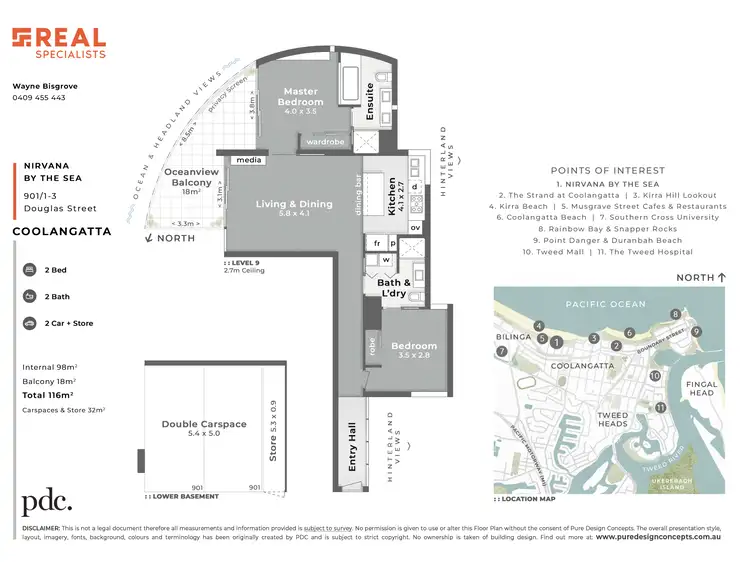 Floorplan of Homely unit listing, 901/1 Douglas Street 'Nirvana', Coolangatta QLD 4225