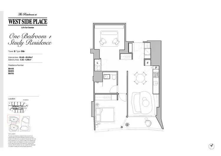 Floorplan of Homely apartment listing, Tower B 1Bed+Study/639 Little Lonsdale Street, Melbourne VIC 3000