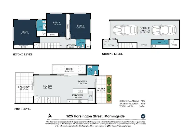 Floorplan of Homely townhouse listing, 1/25 Horsington Street, Morningside QLD 4170