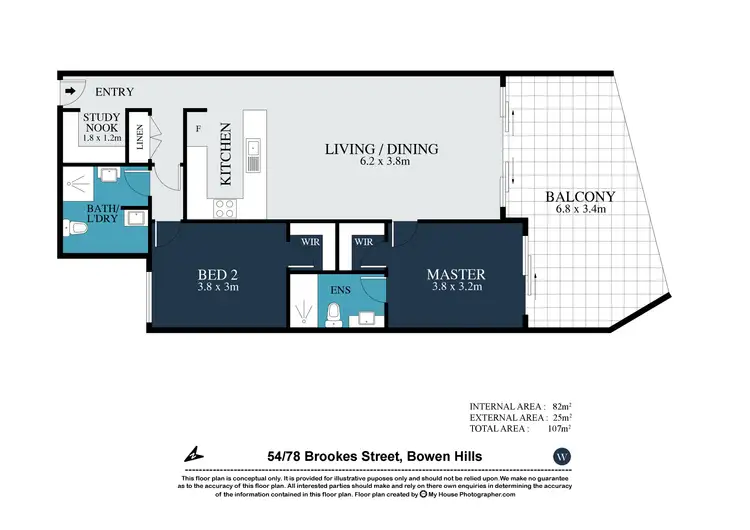 Floorplan of Homely unit listing, 54/78 Brookes Street, Bowen Hills QLD 4006