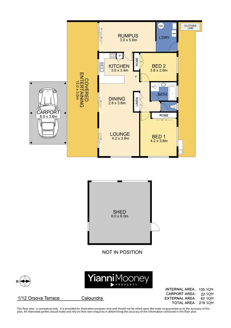 Floorplan of Homely semi-detached listing, 1/12 Orsova Terrace, Caloundra QLD 4551