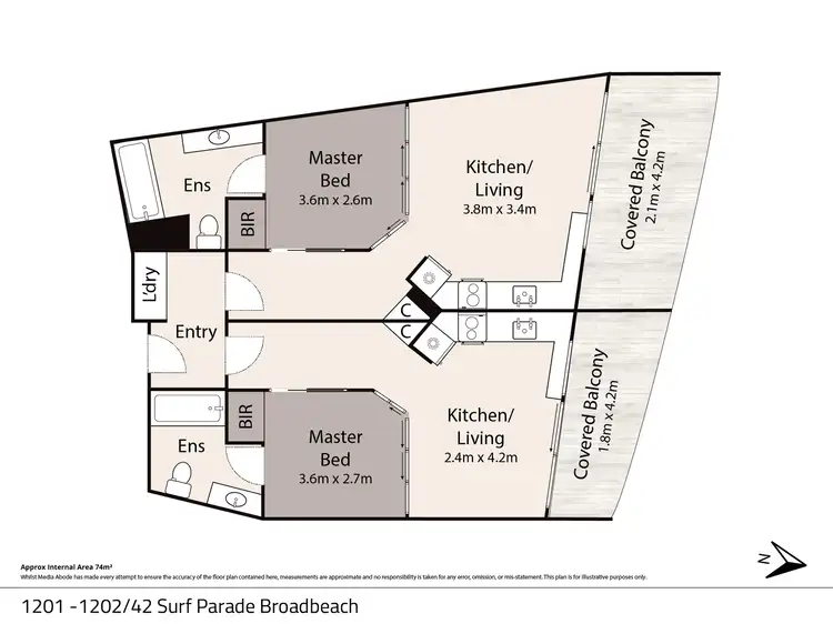Floorplan of Homely apartment listing, 1201-1202/42 Surf Parade, Broadbeach QLD 4218